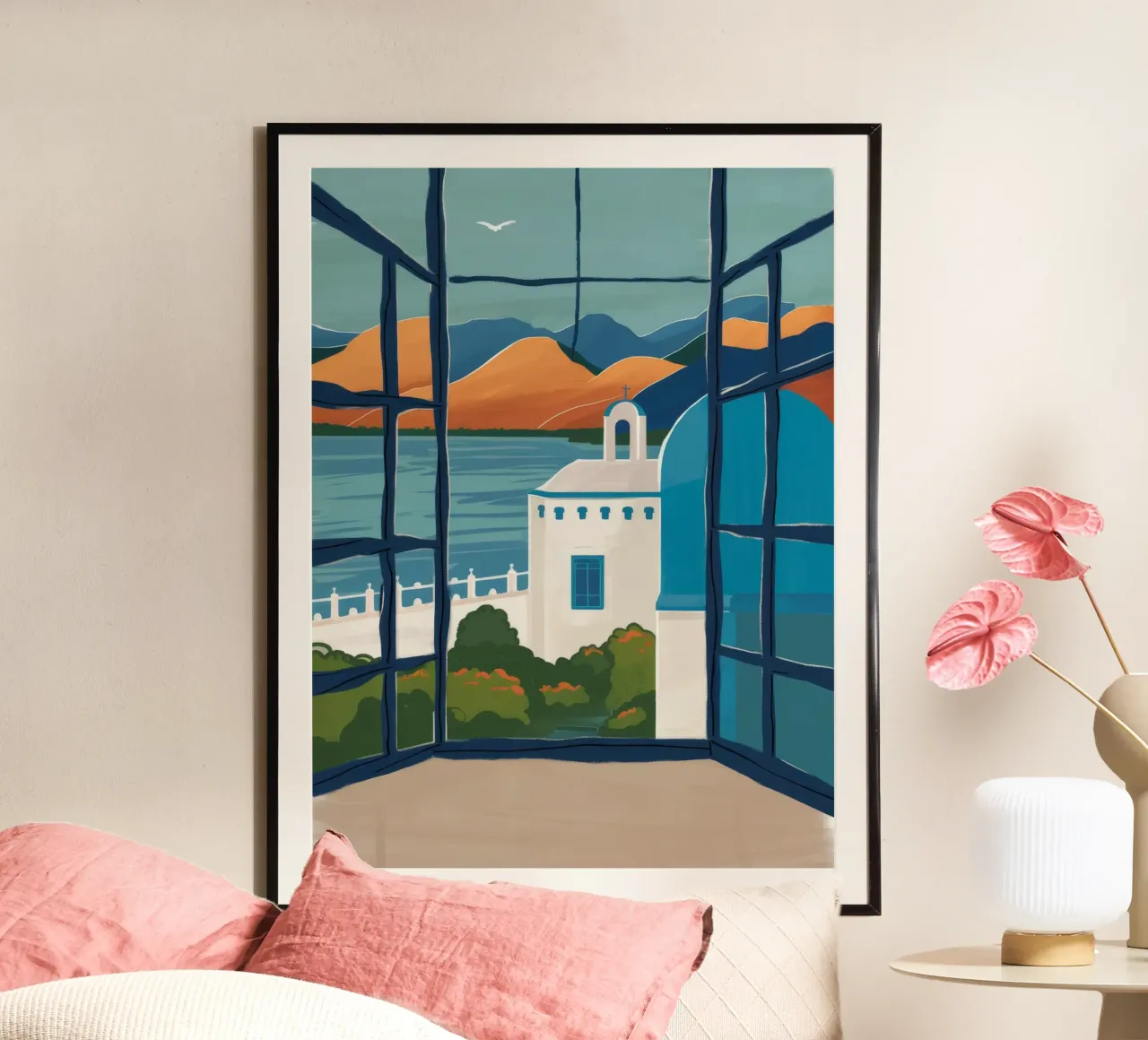 Fenster zum Meer Poster mit Kunststoffrahmen von FadeAura