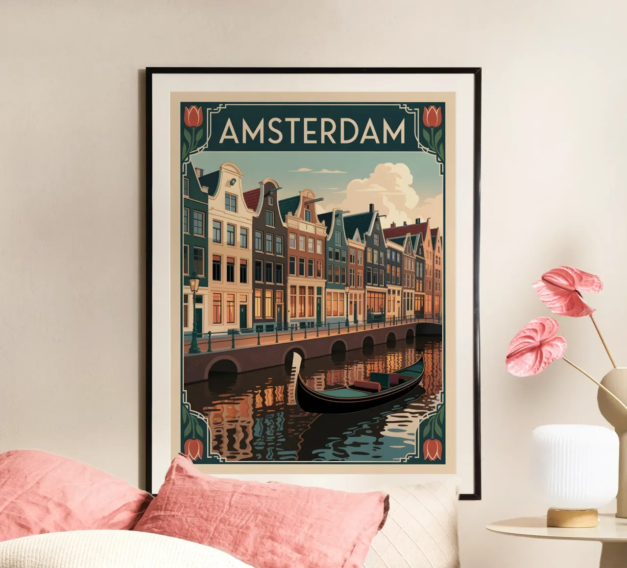Manifesti di viaggio vintage di Amsterdam poster con telaio in alluminio da Vintage Travel Art