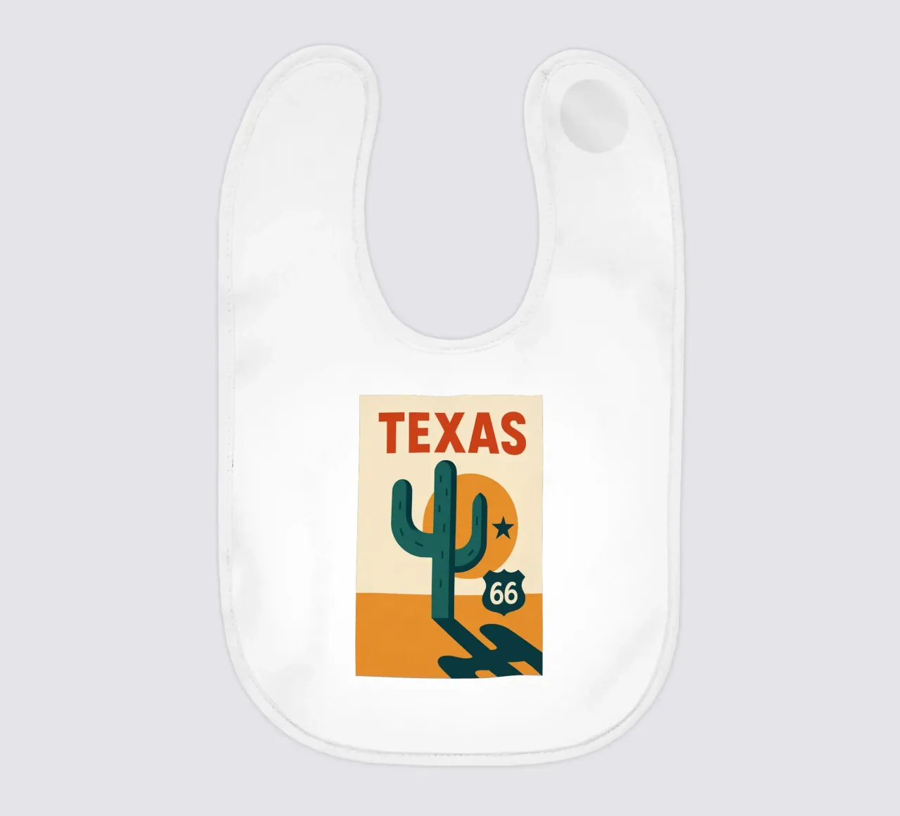 Texas - Der Geist der Route 66 in einer grafischen Version Babylätzchen von JETLAG | affiches voyage