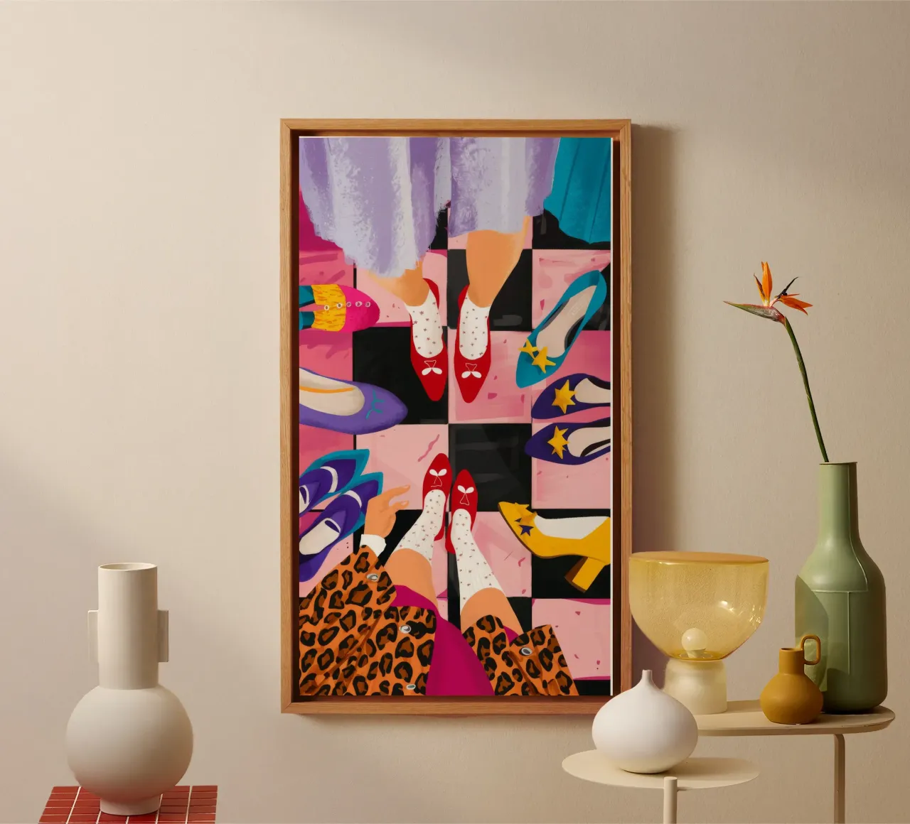 Chaos op de modevloer canvas met Baklijst van Stone Decade