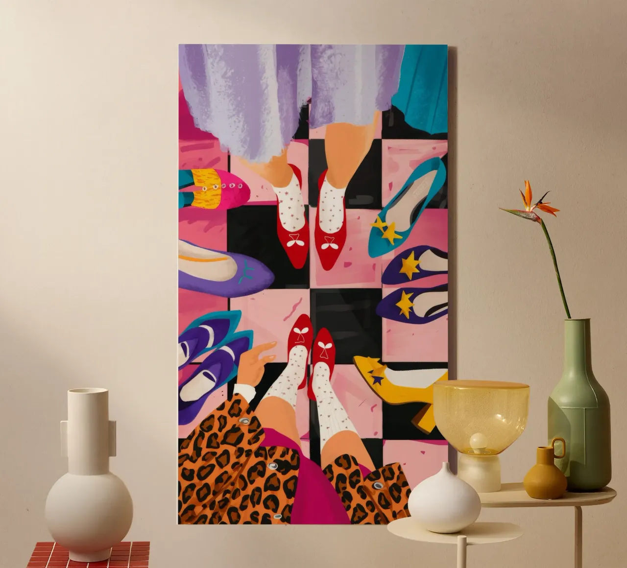 Chaos op de modevloer canvas met Baklijst van Stone Decade