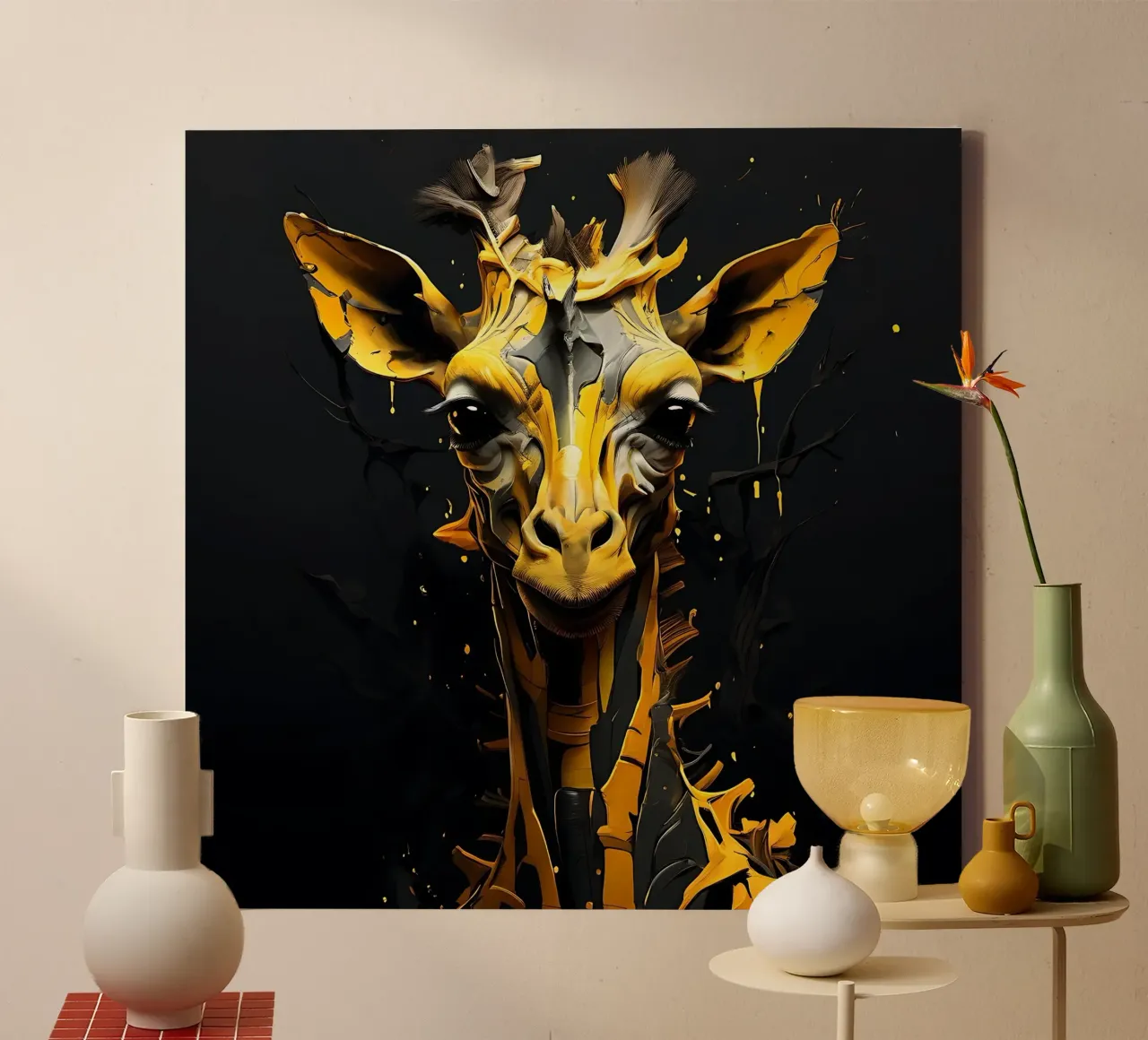 Giraffe_Style_G_2 canvas with Floater frame by Tierisch bunt by LK