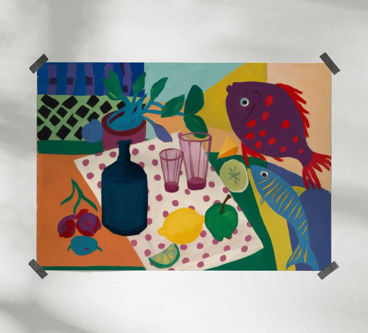 Cocktail Hour del pappagallo poster con telaio in plastica da Fable Tempa