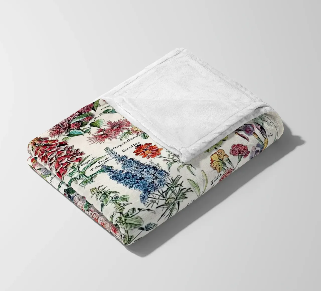 flowers botanical illustration floral varieties fleece blanket by Graham Robertson