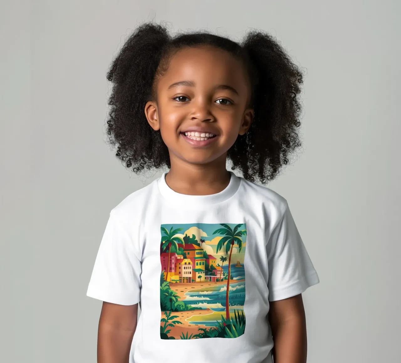 Positano Beach Day kids t-shirt by FadeAura