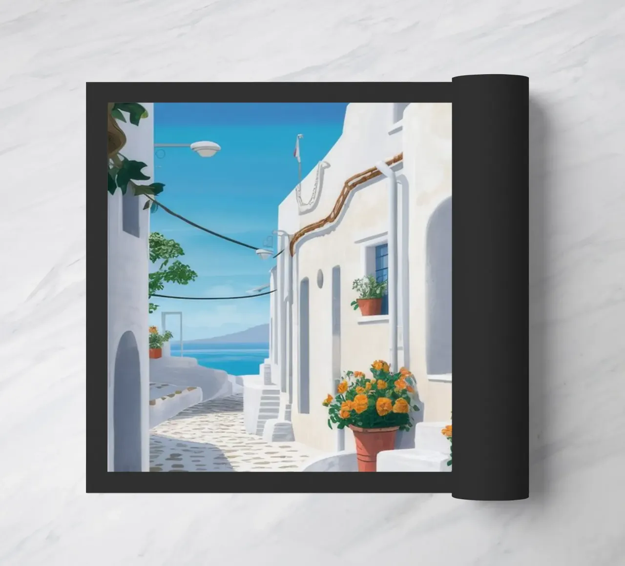 Greek Island Cat Walk doormat by FadeAura