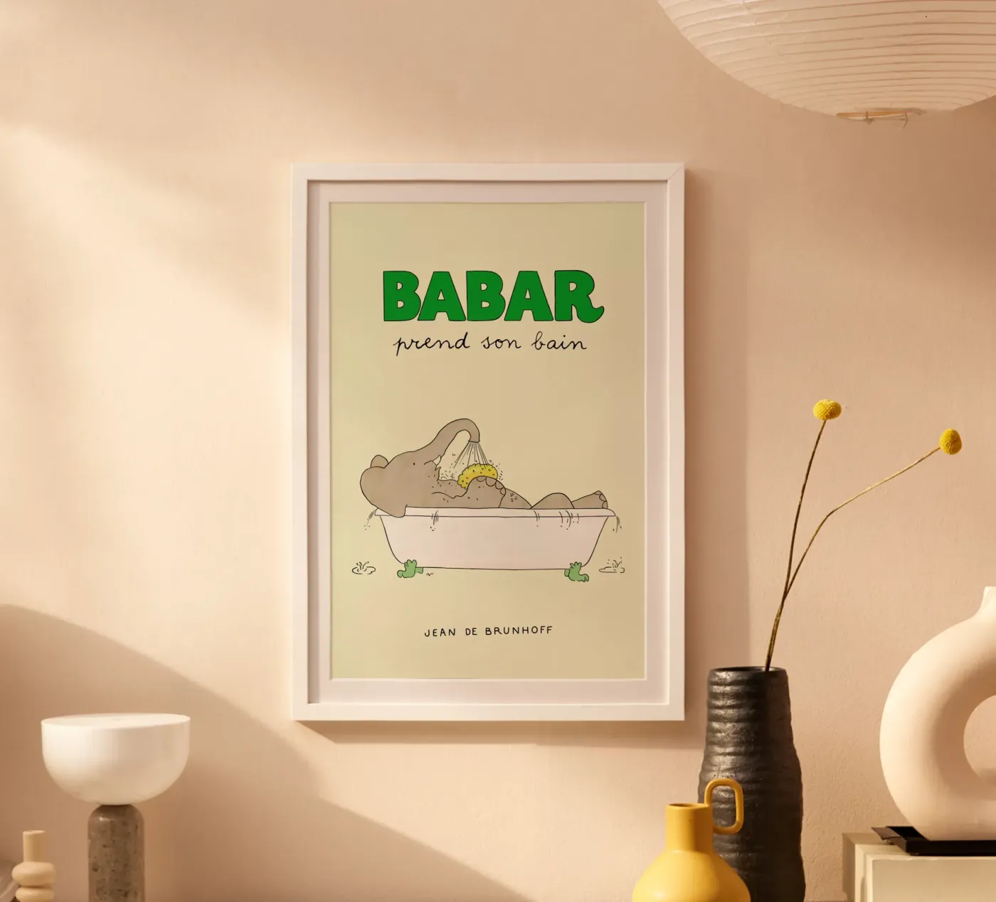 Babar Bathtime poster van Little Flourishes