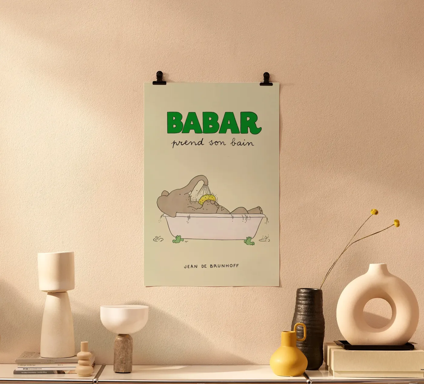 Babar Bathtime poster van Little Flourishes