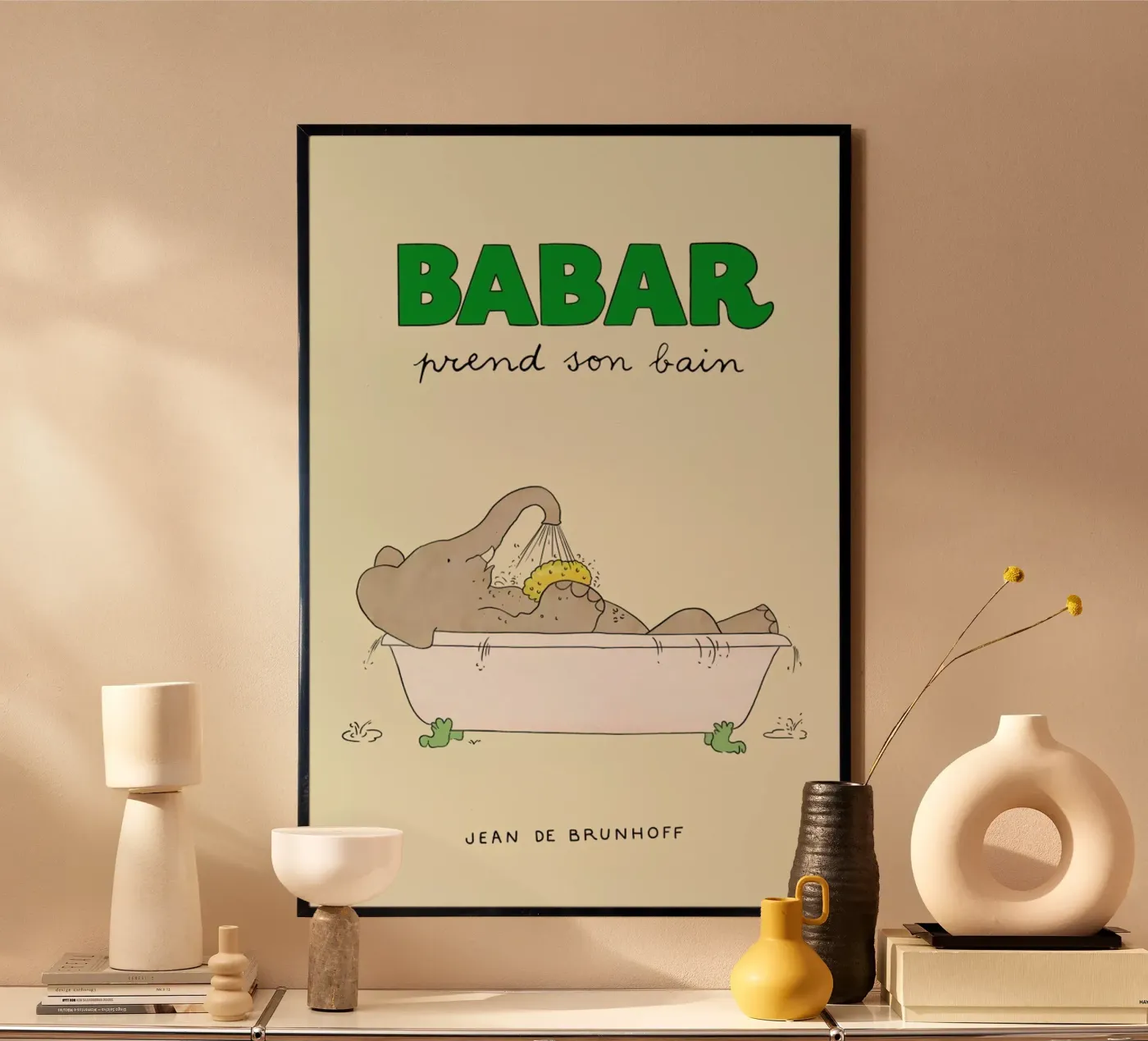 Babar Bathtime poster van Little Flourishes