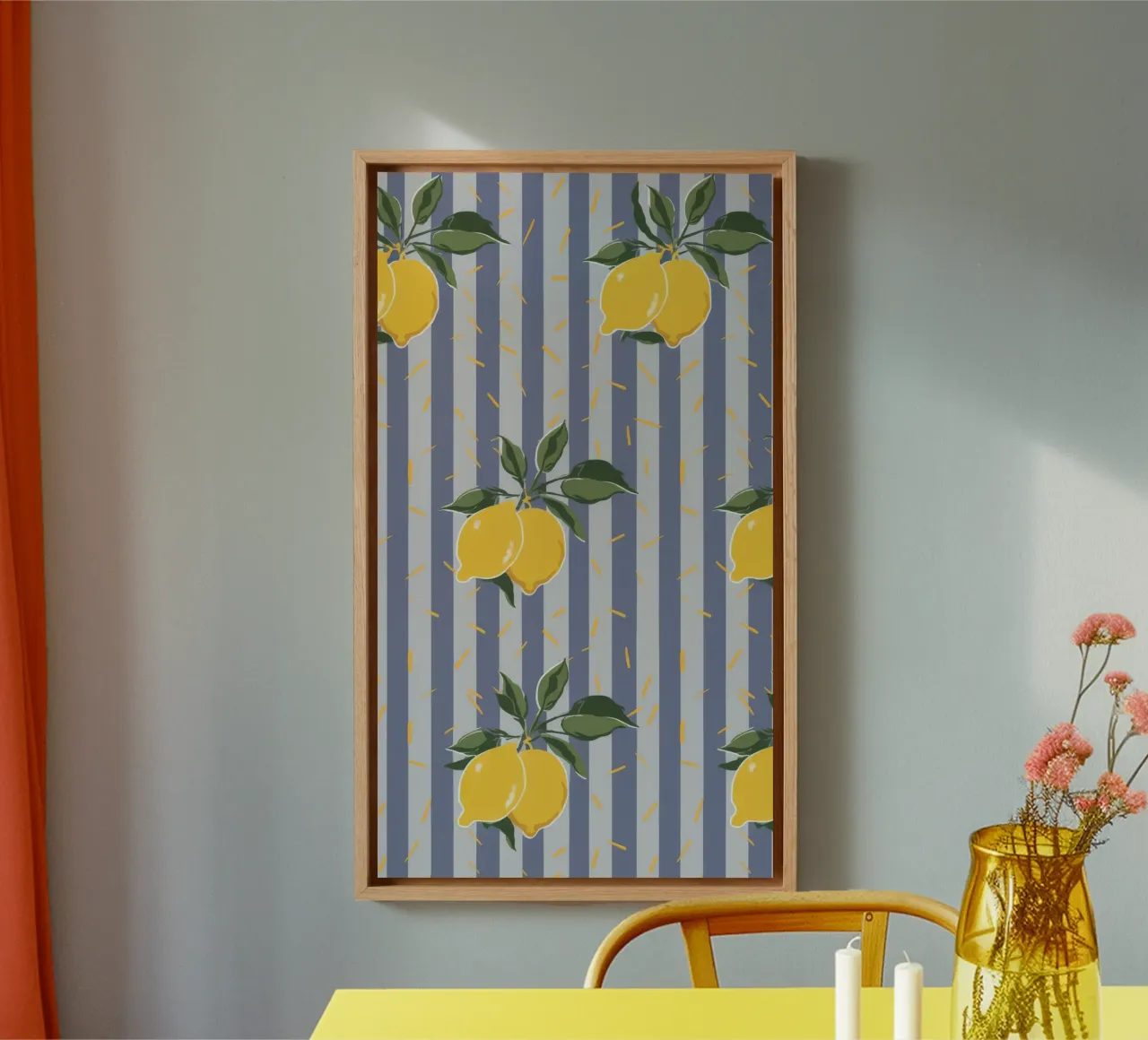 Lemon Branch Stripe canvas by Muse Artworks