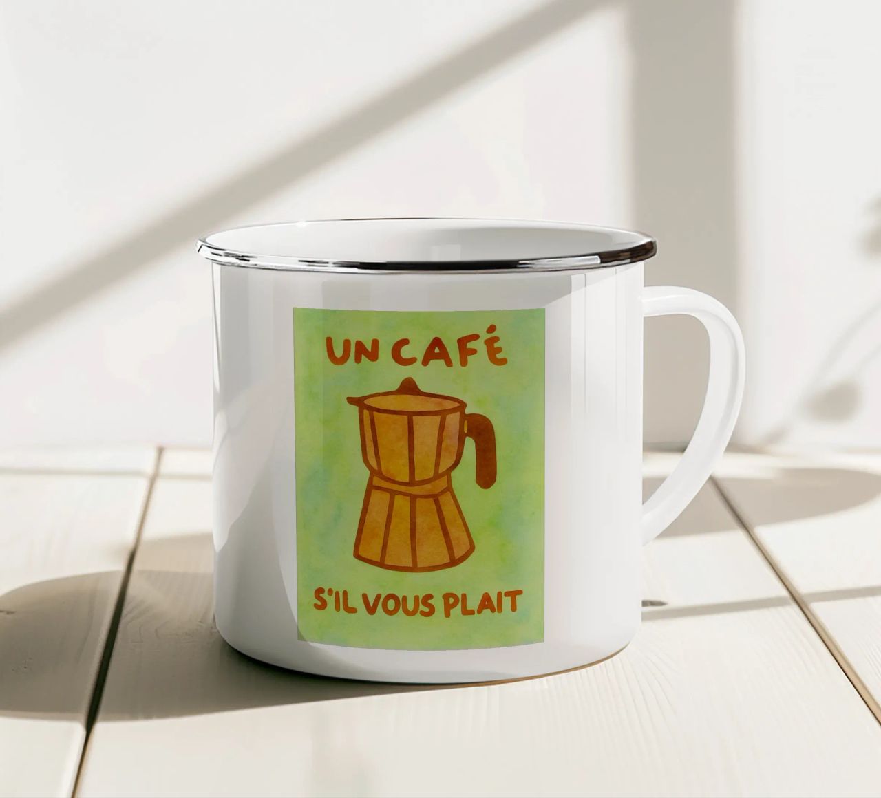treccia di seta senza caffè tazza in smalto da onelove