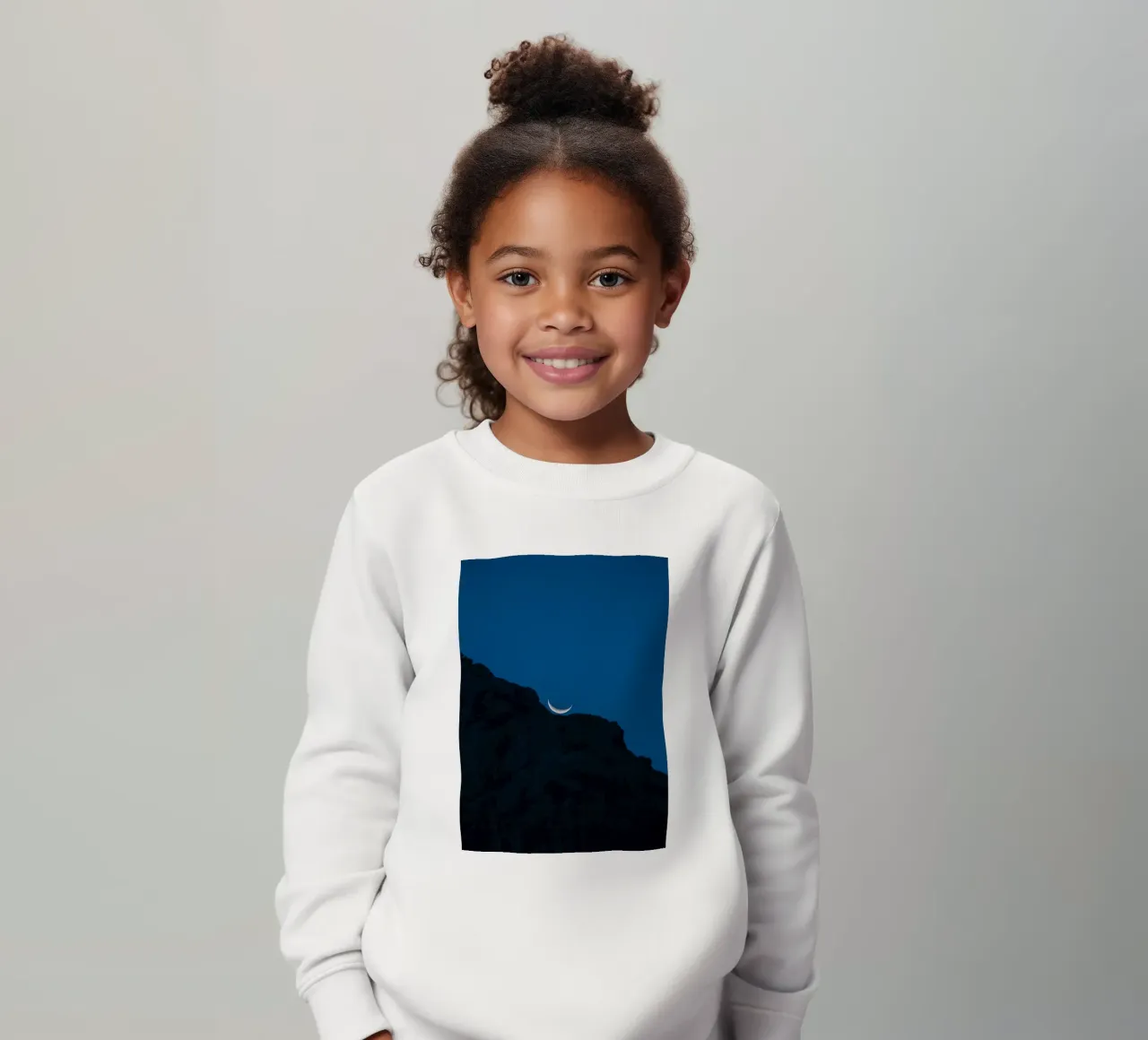 crescent moon night sky kids sweatshirt by Earthly Visions