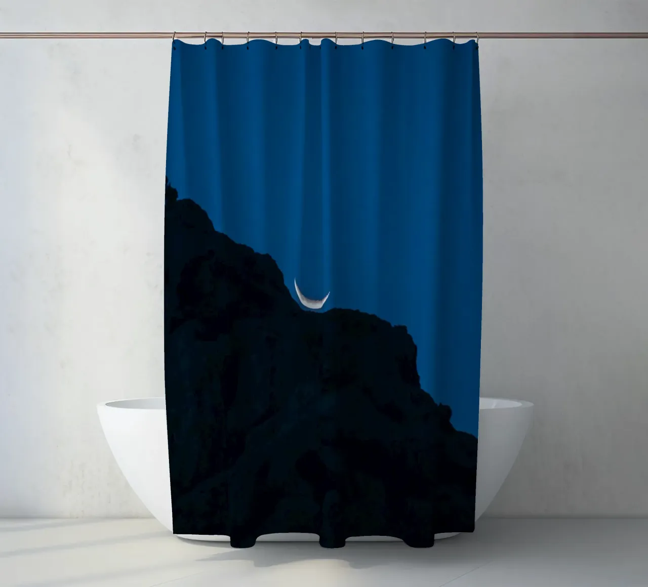 crescent moon night sky shower curtain by Earthly Visions
