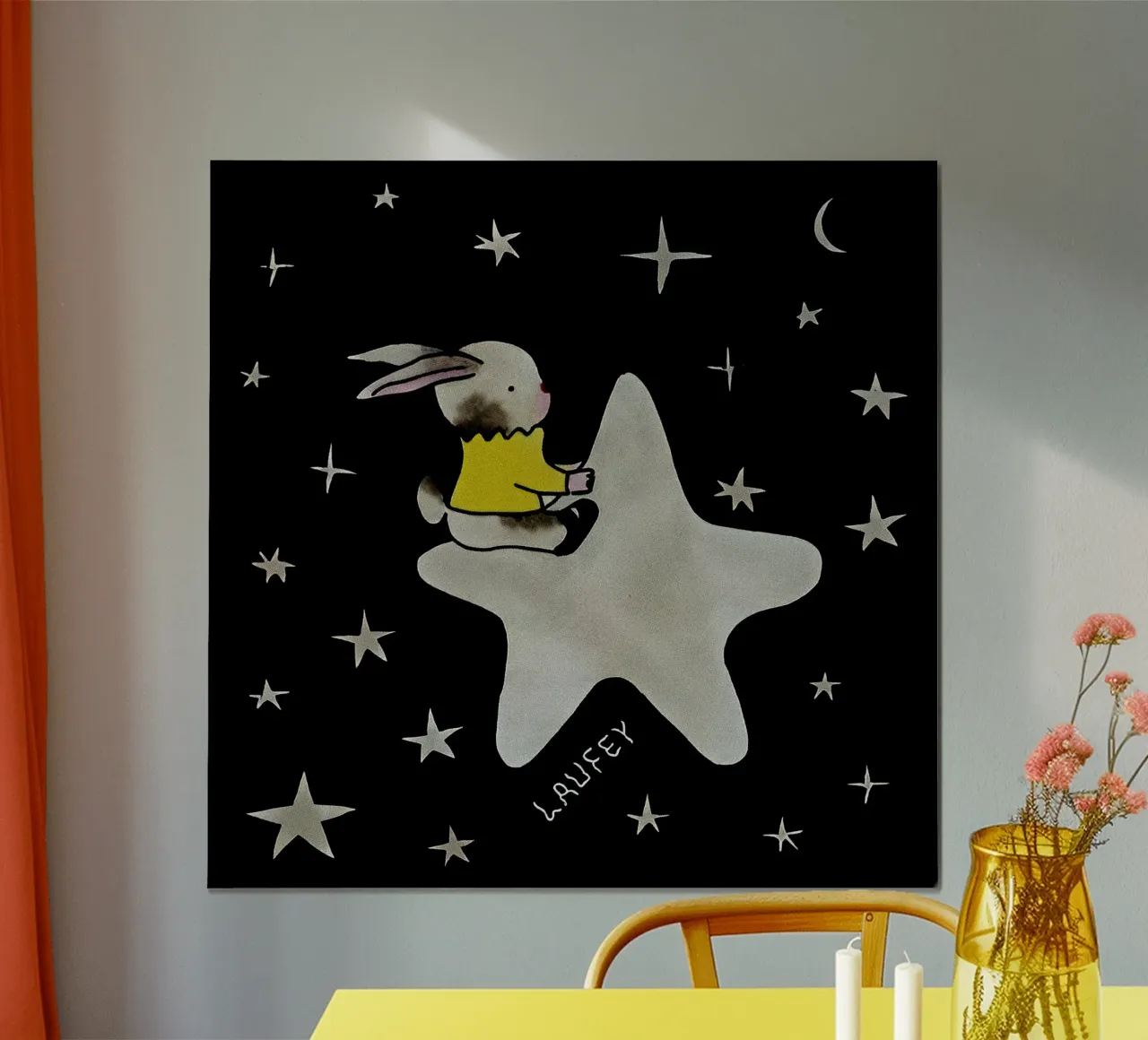 Laufey Il coniglio stregato Lfy poster con telaio in plastica da carleemiller