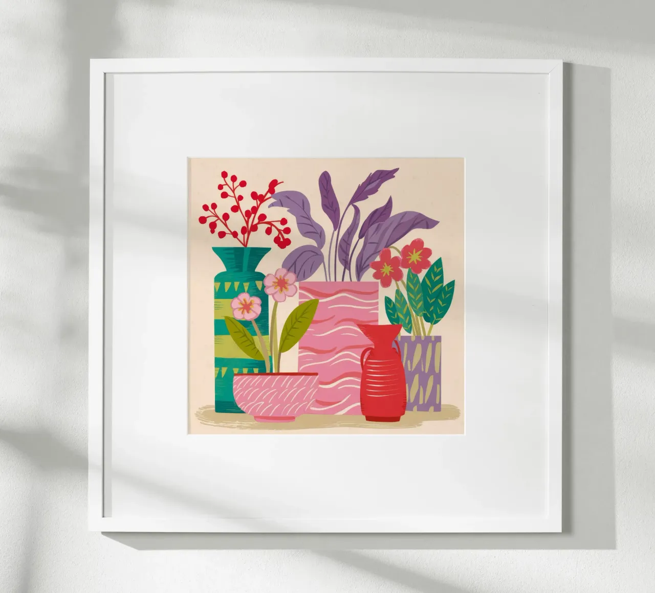 Vaso rosa Stillness poster con telaio in legno da Stone Decade