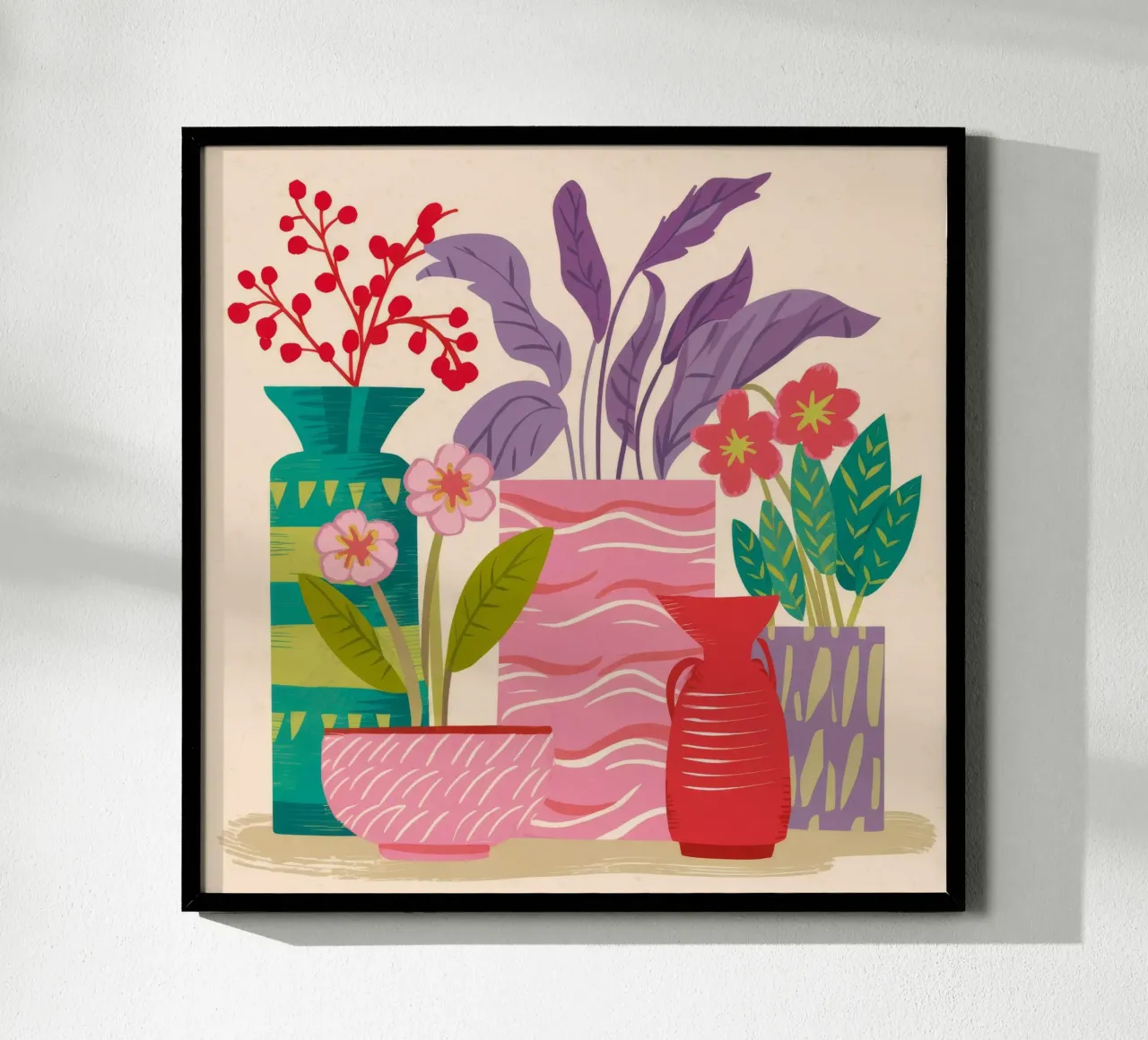 Vaso rosa Stillness poster con telaio in legno da Stone Decade