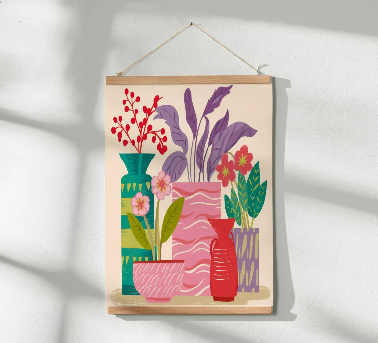 Vaso rosa Stillness poster con telaio in legno da Stone Decade