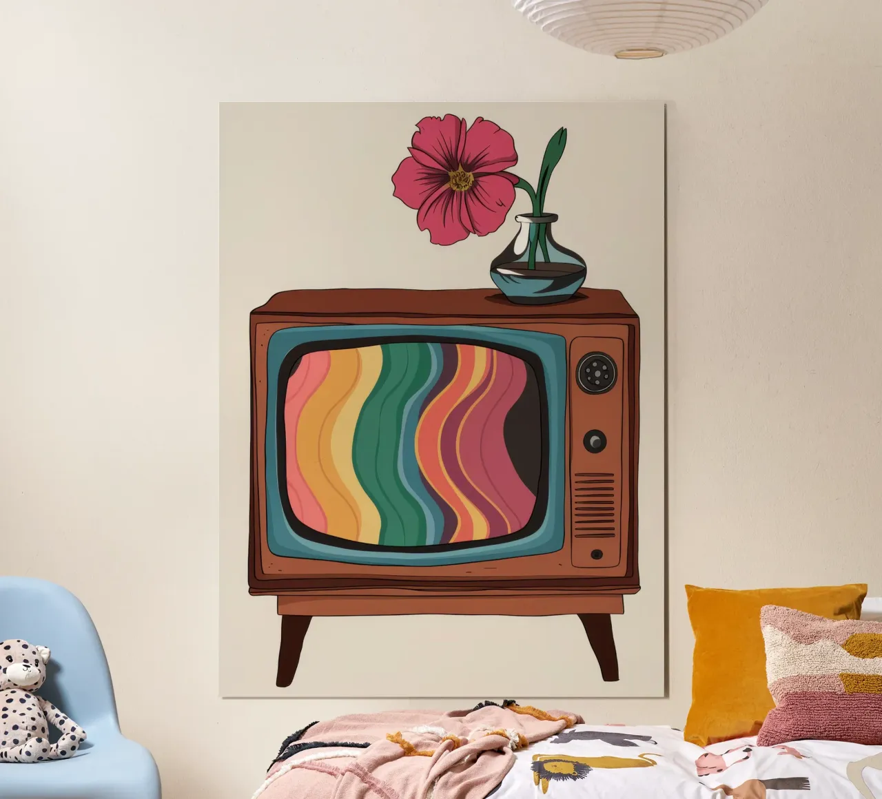 Fiore retrò TV poster con telaio in plastica da Muse Artworks