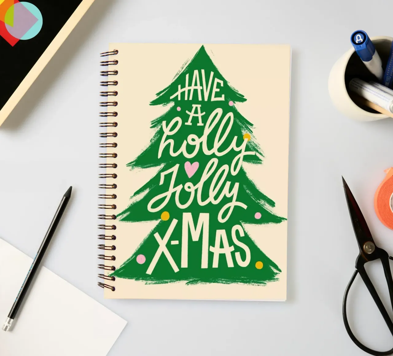 Holly Jolly X-Mas notitieboek met spiraal van Studio One