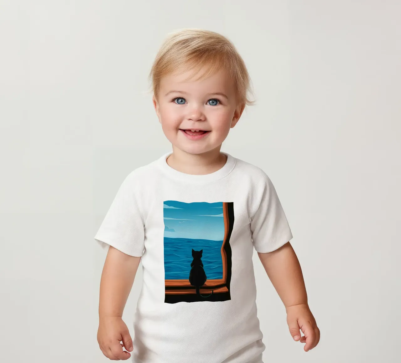 Chat de fenêtre Seaview t-shirt pour bébé de FadeAura