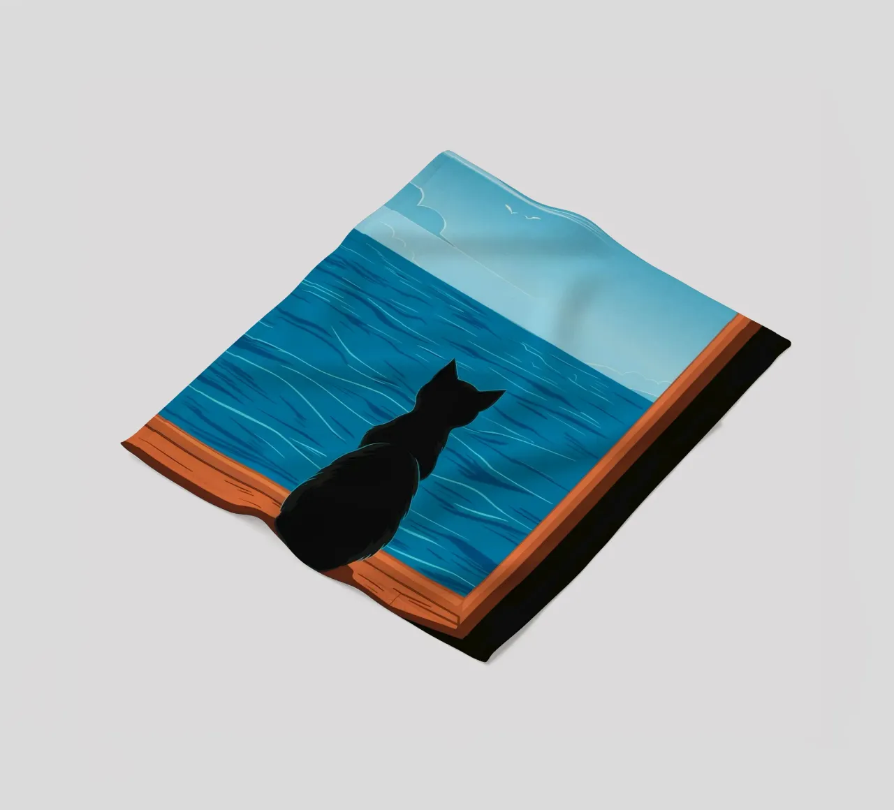 Window Cat Seaview fleece blanket by FadeAura