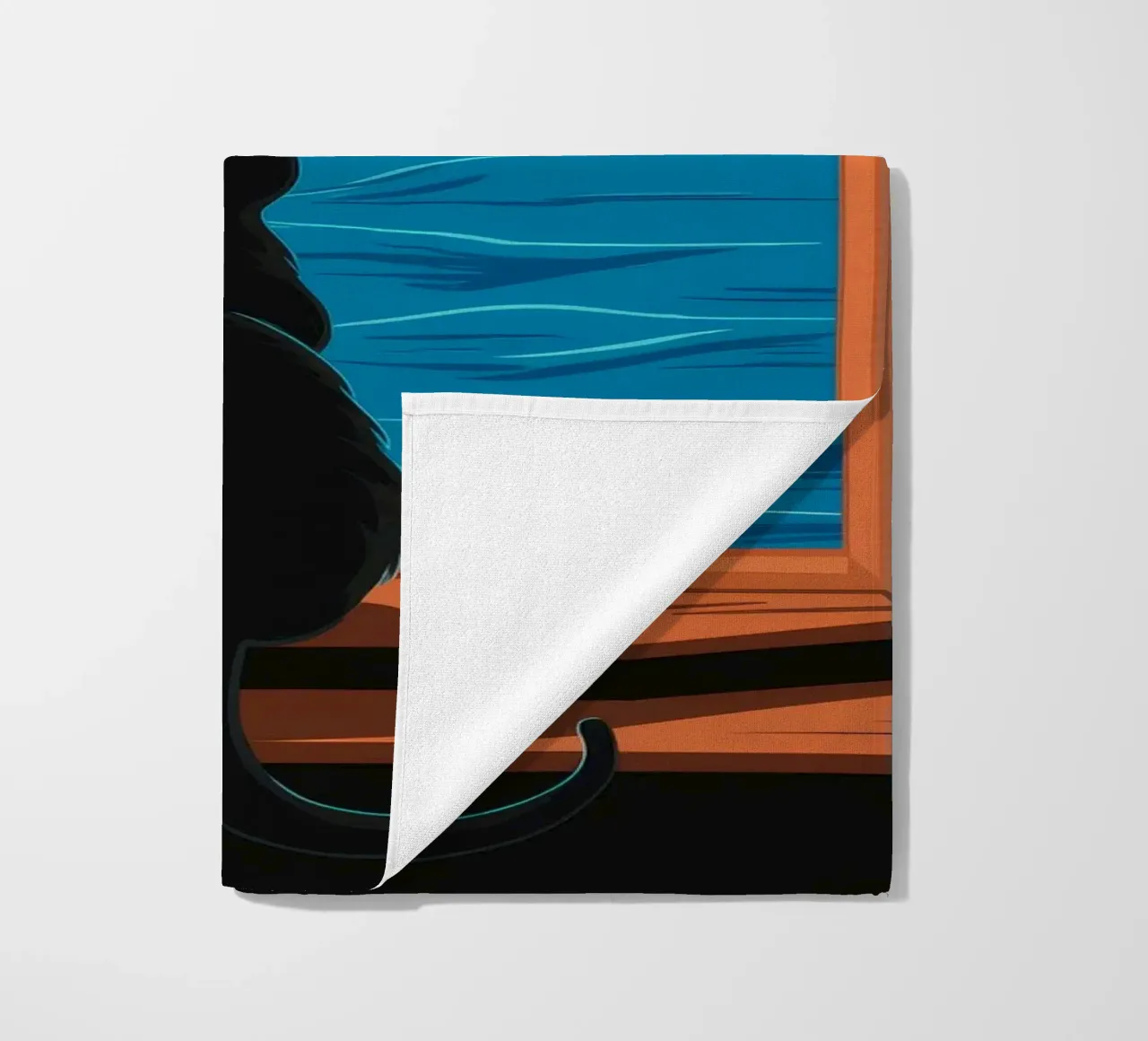 Window Cat Seaview beach towel by FadeAura