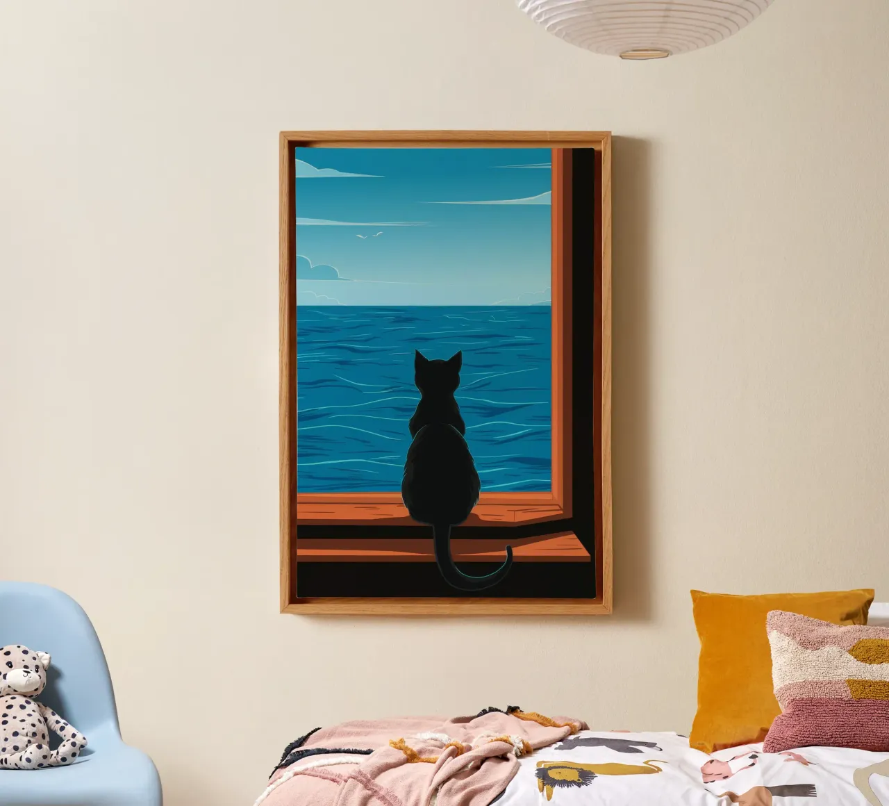 Window Cat Seaview canvas with Floater frame by FadeAura
