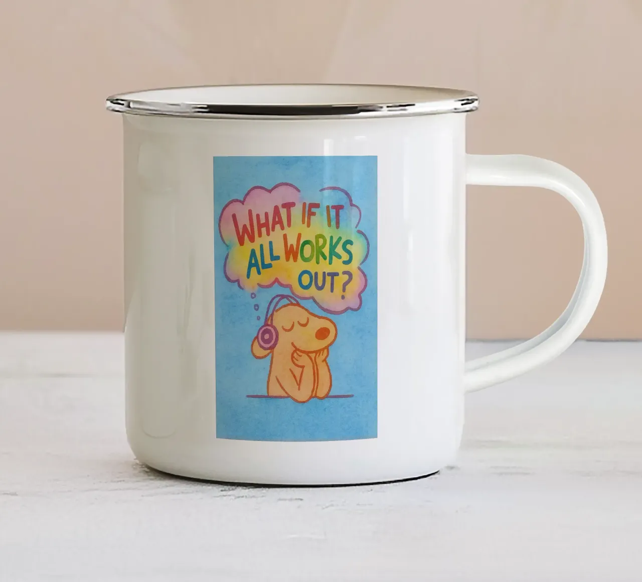 E se tutto funzionasse? tazza in smalto da onelove