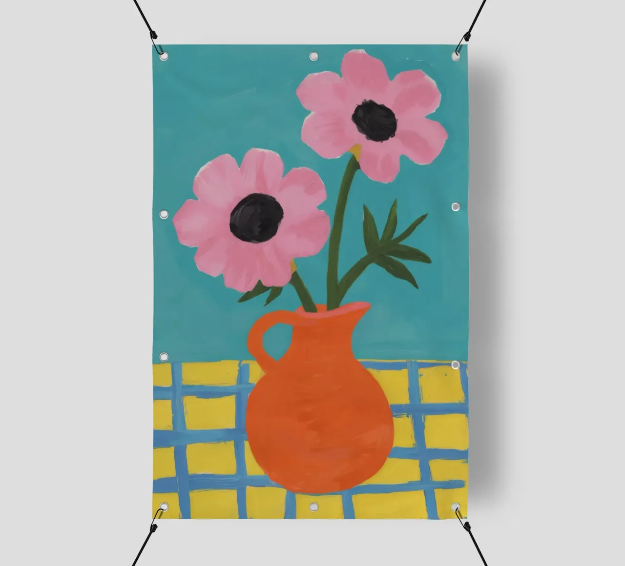 Vaso arancione Fiori rosa telo in pvc da Haven Fantasy