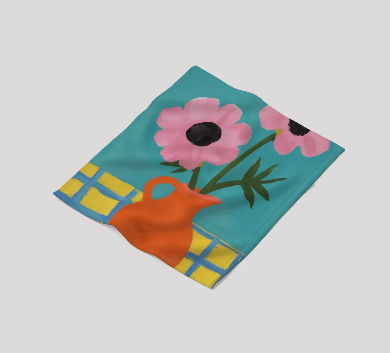 Vaso arancione Fiori rosa coperta in pile da Haven Fantasy