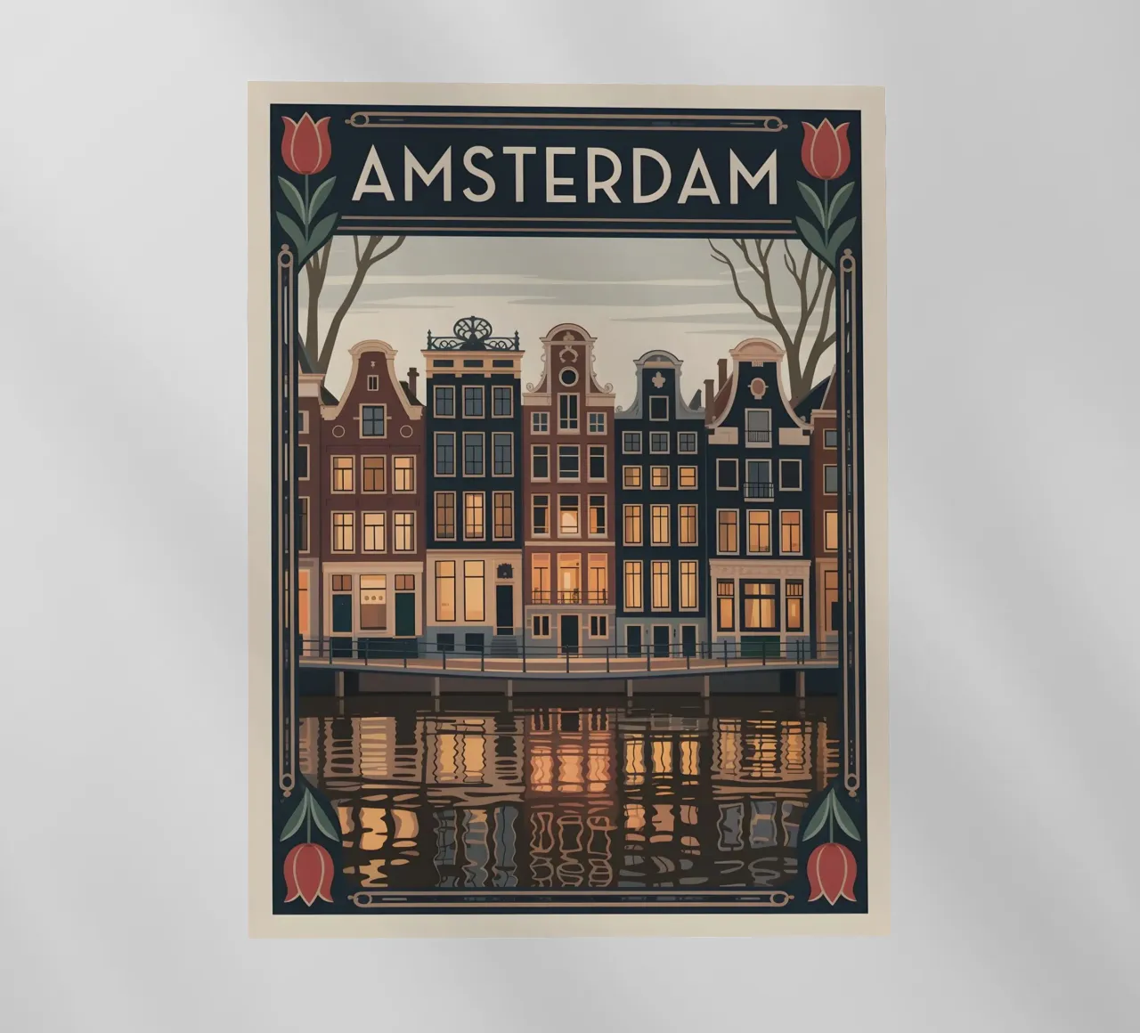 Poster di viaggio nostalgico di Amsterdam pellicola backlit da Vintage Travel Art