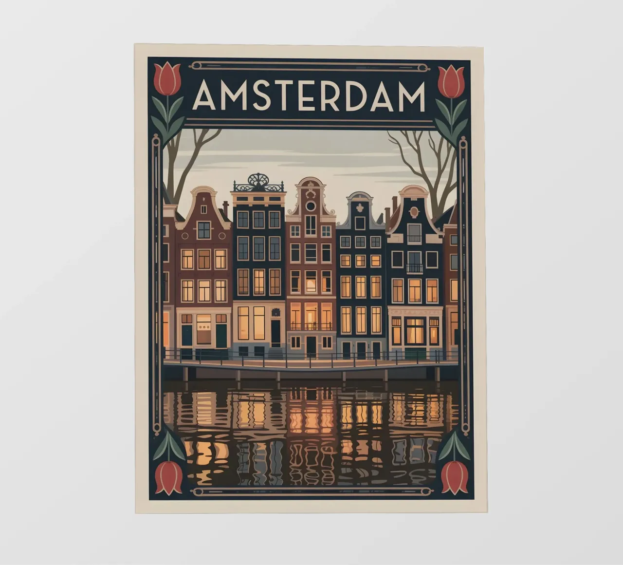 Poster di viaggio nostalgico di Amsterdam pellicola backlit da Vintage Travel Art
