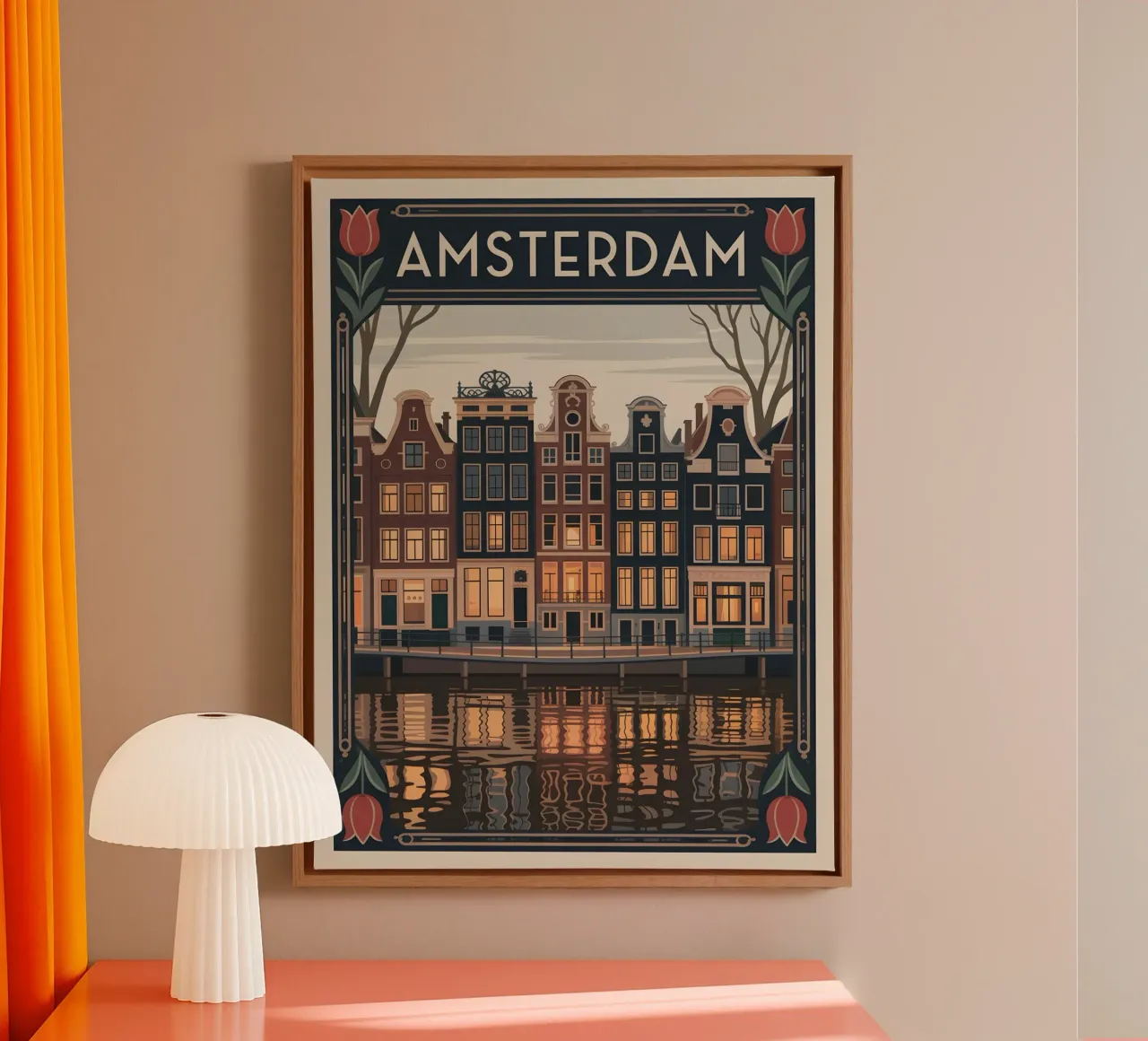 Amsterdam nostalgia travel poster canvas by Vintage Travel Art