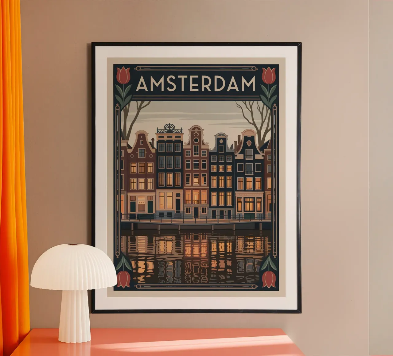Poster di viaggio nostalgico di Amsterdam carta hahnemühle da Vintage Travel Art