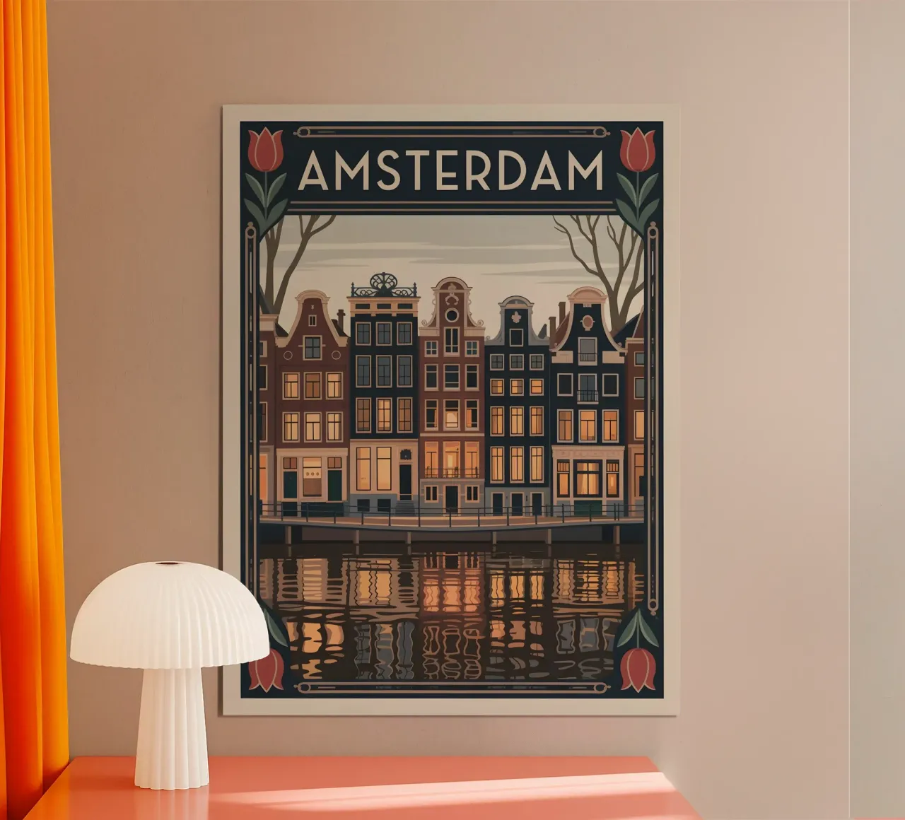 Poster di viaggio nostalgico di Amsterdam carta hahnemühle da Vintage Travel Art