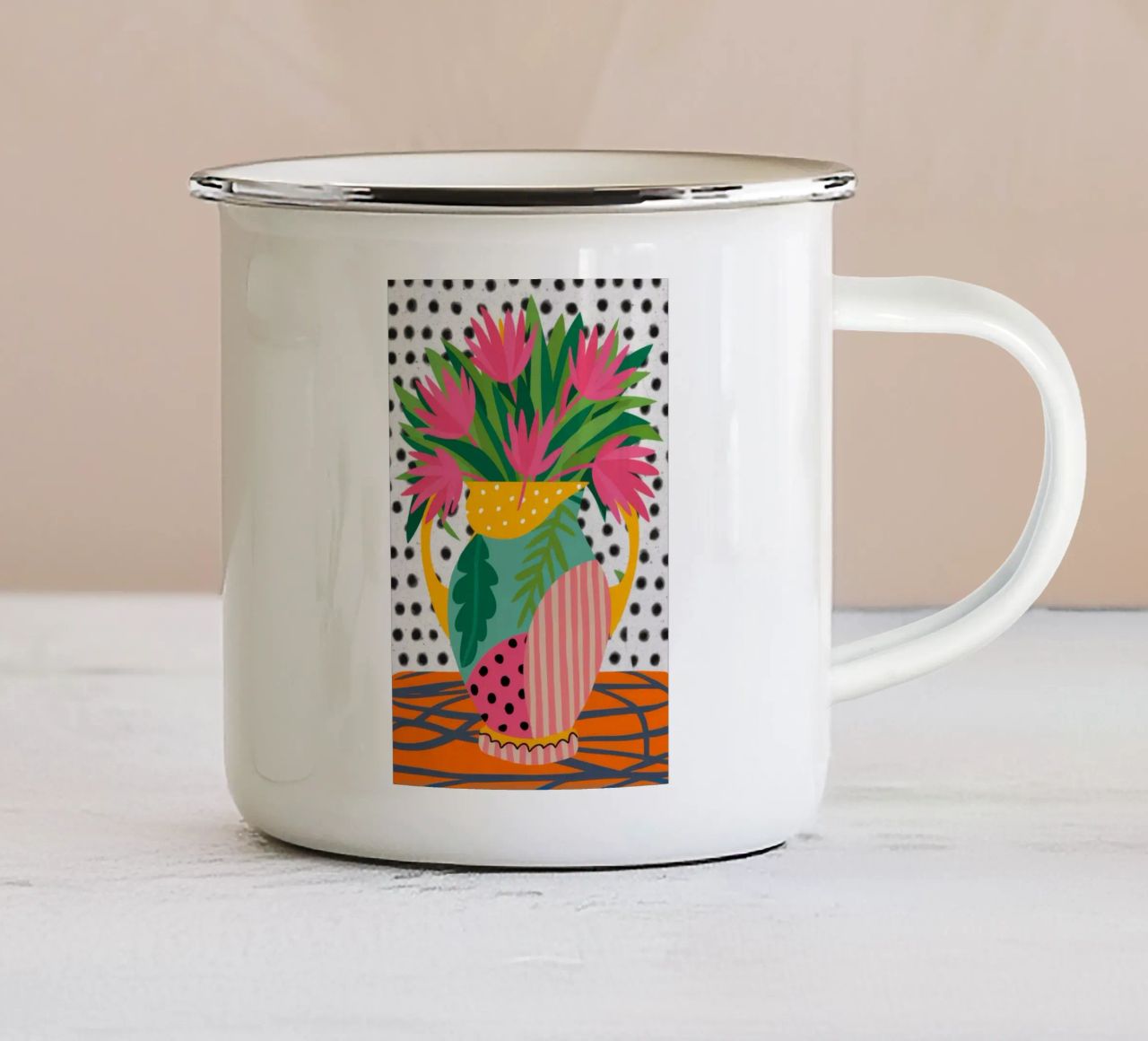 Vaso a righe Tulipano Pop tazza in smalto da Stone Decade