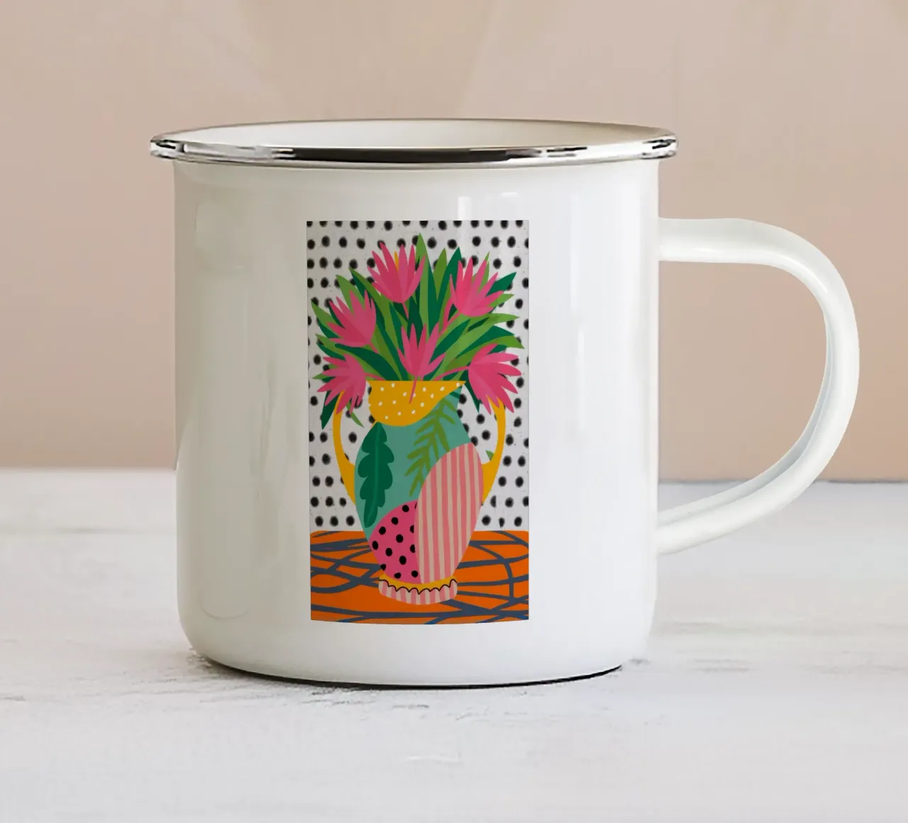 Jarrón a rayas Tulip Pop taza de esmalte de Stone Decade