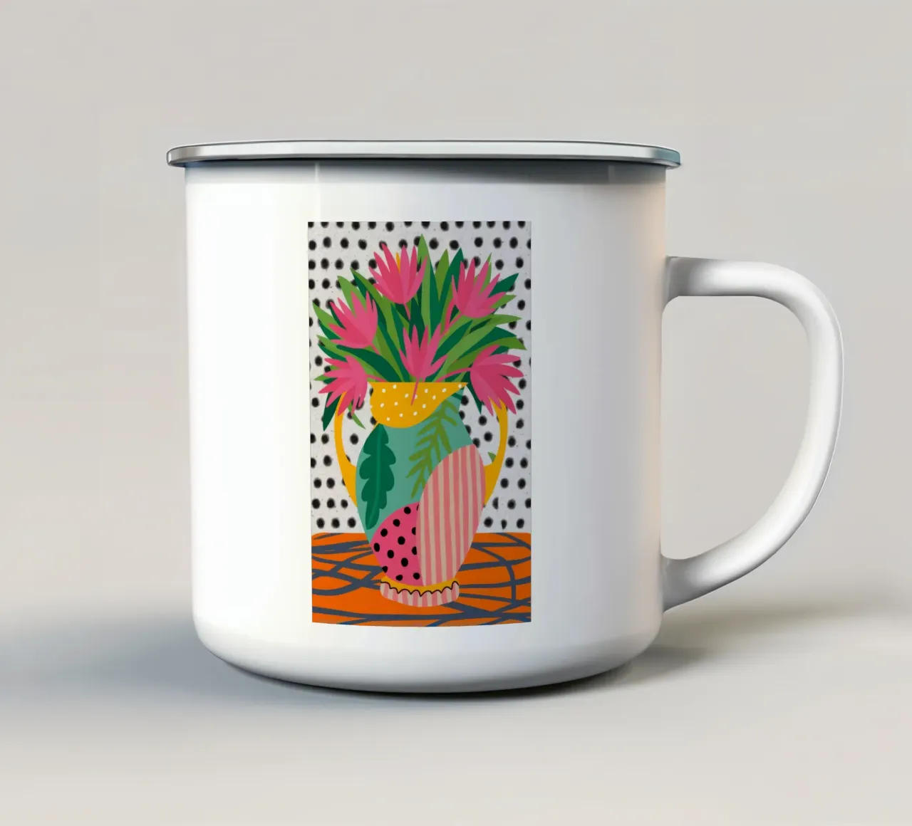 Jarrón a rayas Tulip Pop taza de esmalte de Stone Decade