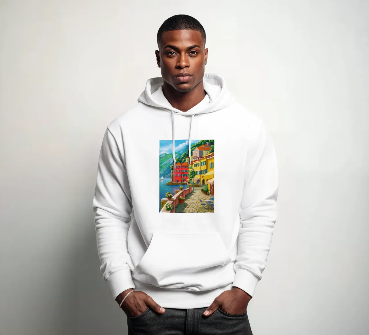 Positano Harbor View hoodie by FadeAura