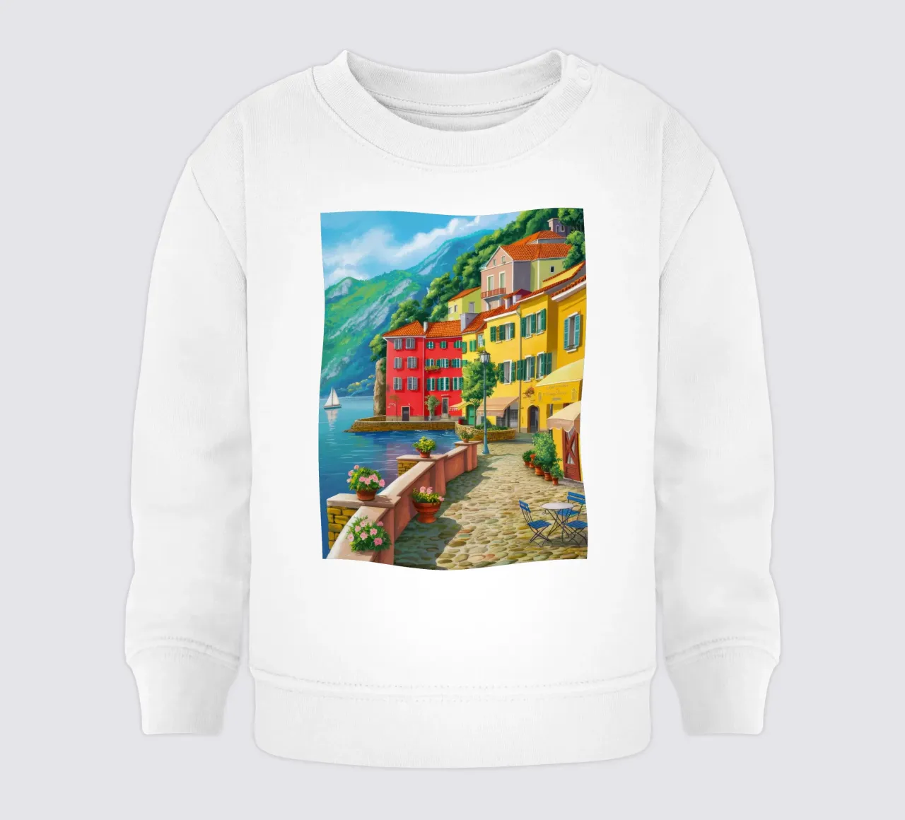 Vista sul porto di Positano felpa neonato da FadeAura