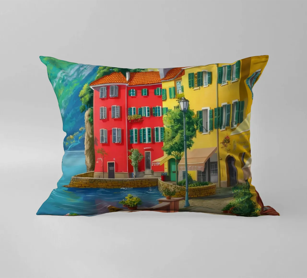 Positano Harbor View decorative cushion by FadeAura