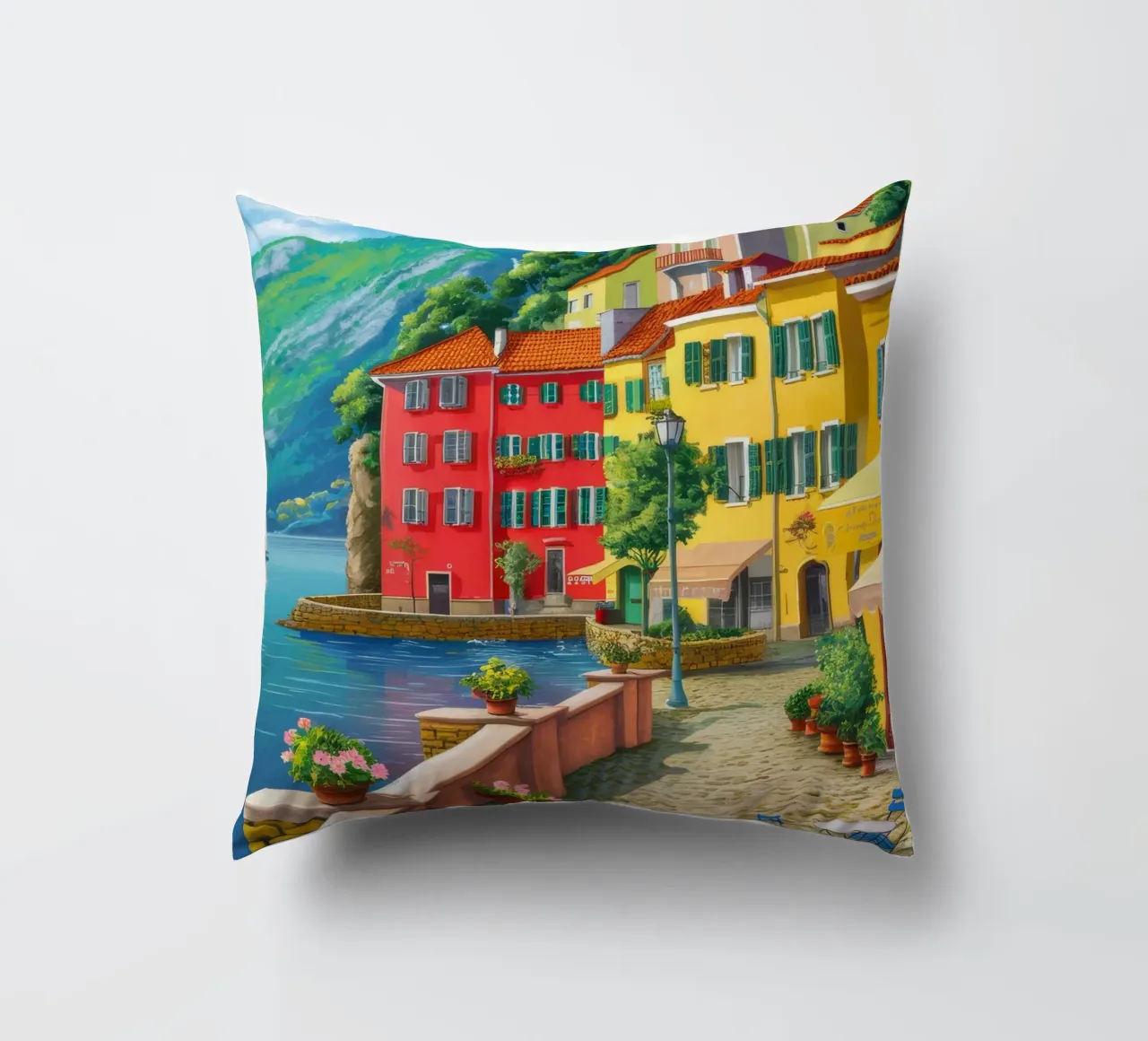 Positano Harbor View decorative cushion by FadeAura