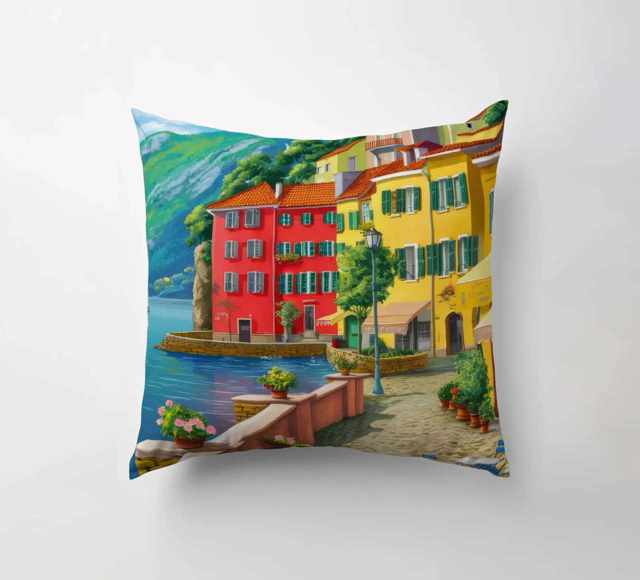 Positano Harbor View decorative cushion by FadeAura