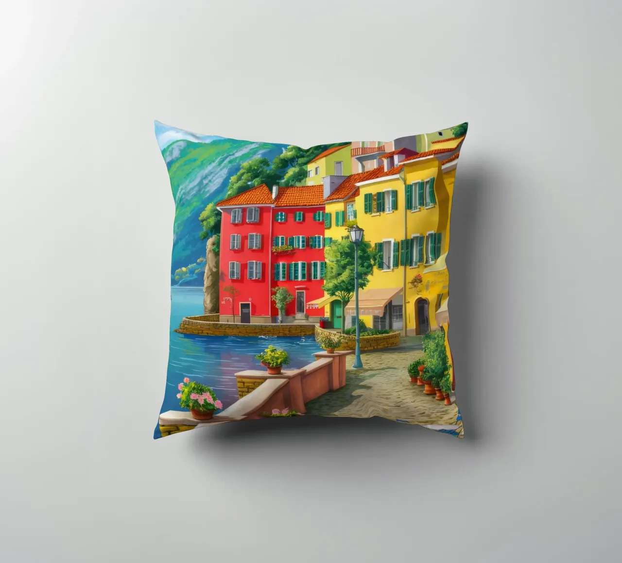 Positano Harbor View decorative cushion by FadeAura