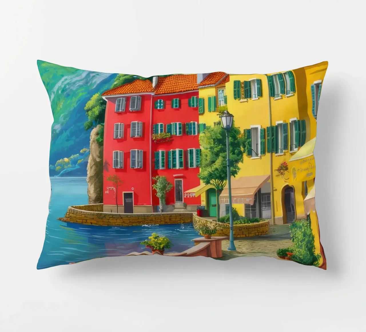 Positano Harbor View decorative cushion by FadeAura