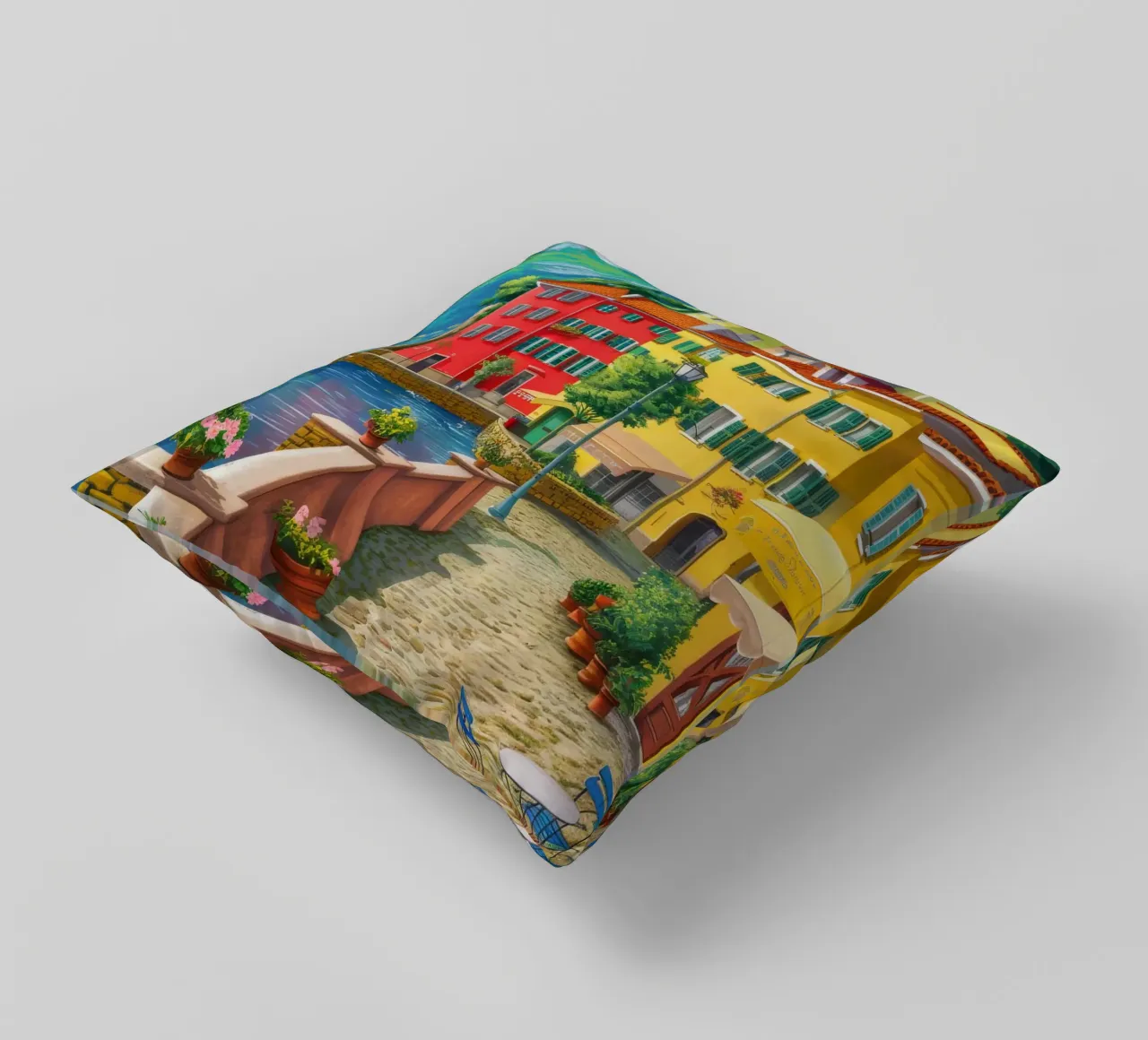 Positano Harbor View decorative cushion by FadeAura
