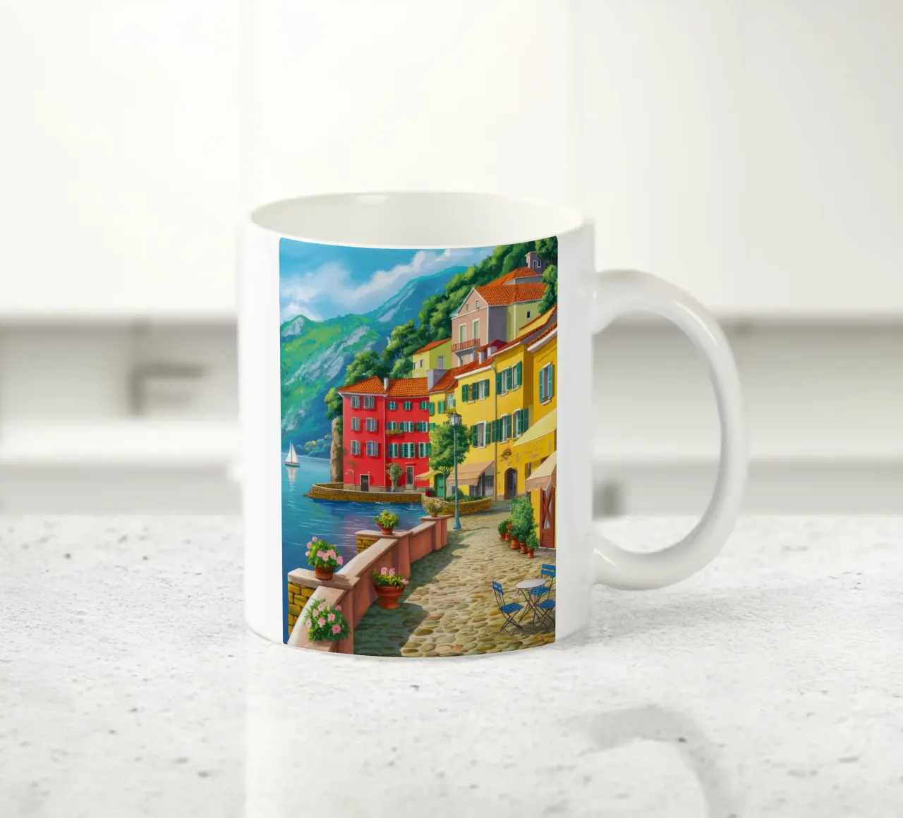 Positano Harbor View ceramic mug by FadeAura