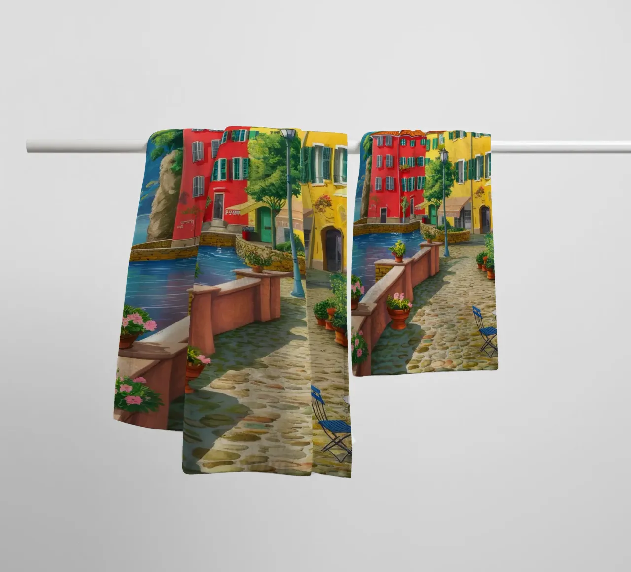 Positano Harbor View towel by FadeAura
