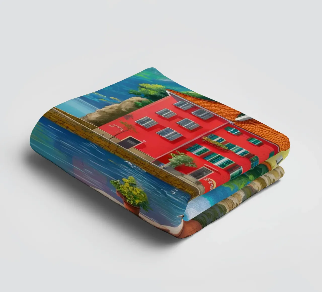 Positano Harbor View towel by FadeAura