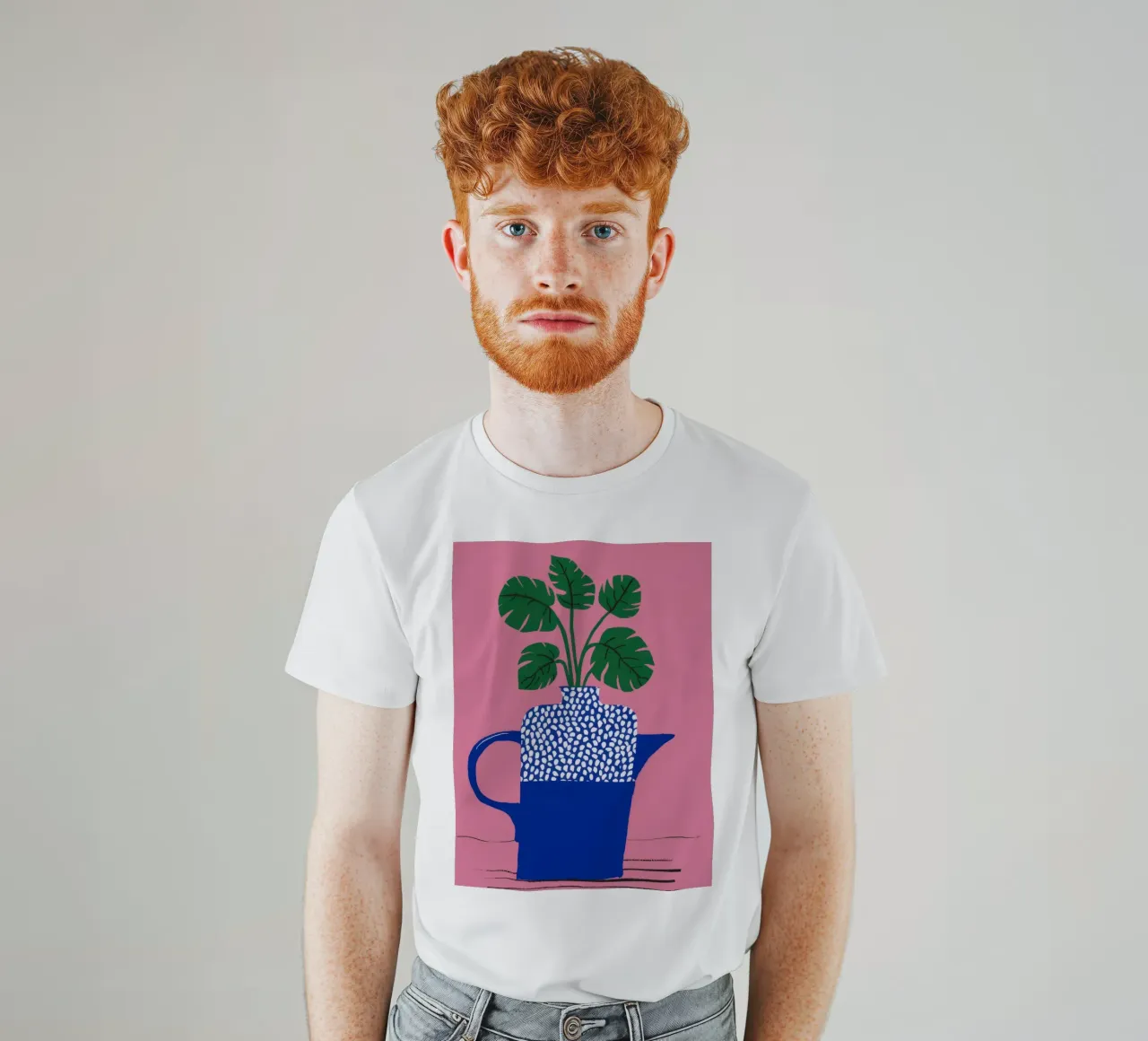 Blaue Polka Dot Pflanze T-Shirt von Muse Artworks